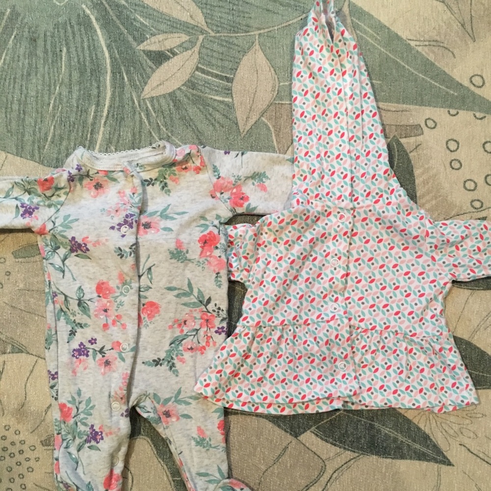 Newborn pajamas and lightweight jacket.